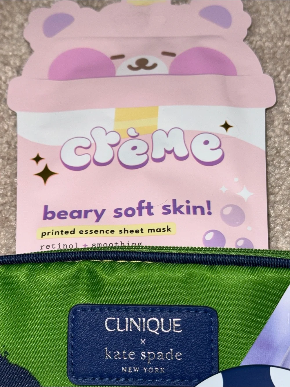 kate spade Green & Navy Polka Dot Clinique Travel Skincare Pouch Set